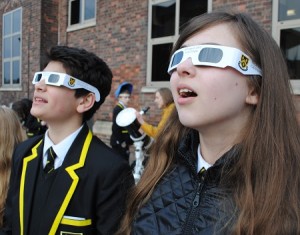 Stockport Grammar Senior School pupils are watching the solar eclipse.