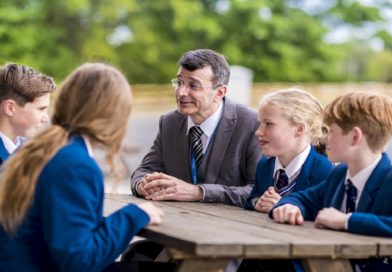 King's School, Macclesfield. Head of the school with children