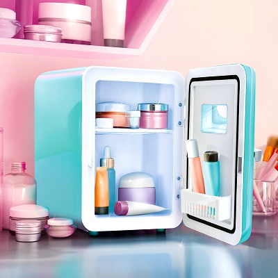 Mini Fridge with beauty products