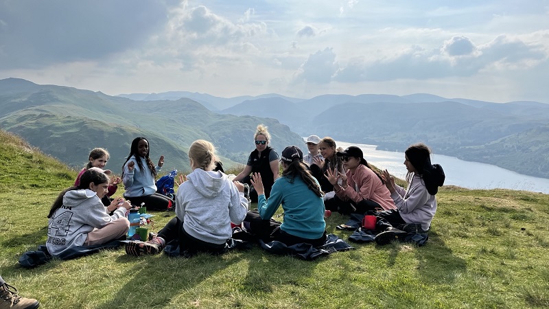 Bowdon Prep pupils in the Lake District, at the top of the mountain