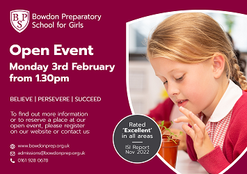 Bowdon Prep Open Day 3 February 2025