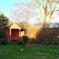 Children playing football in the garden